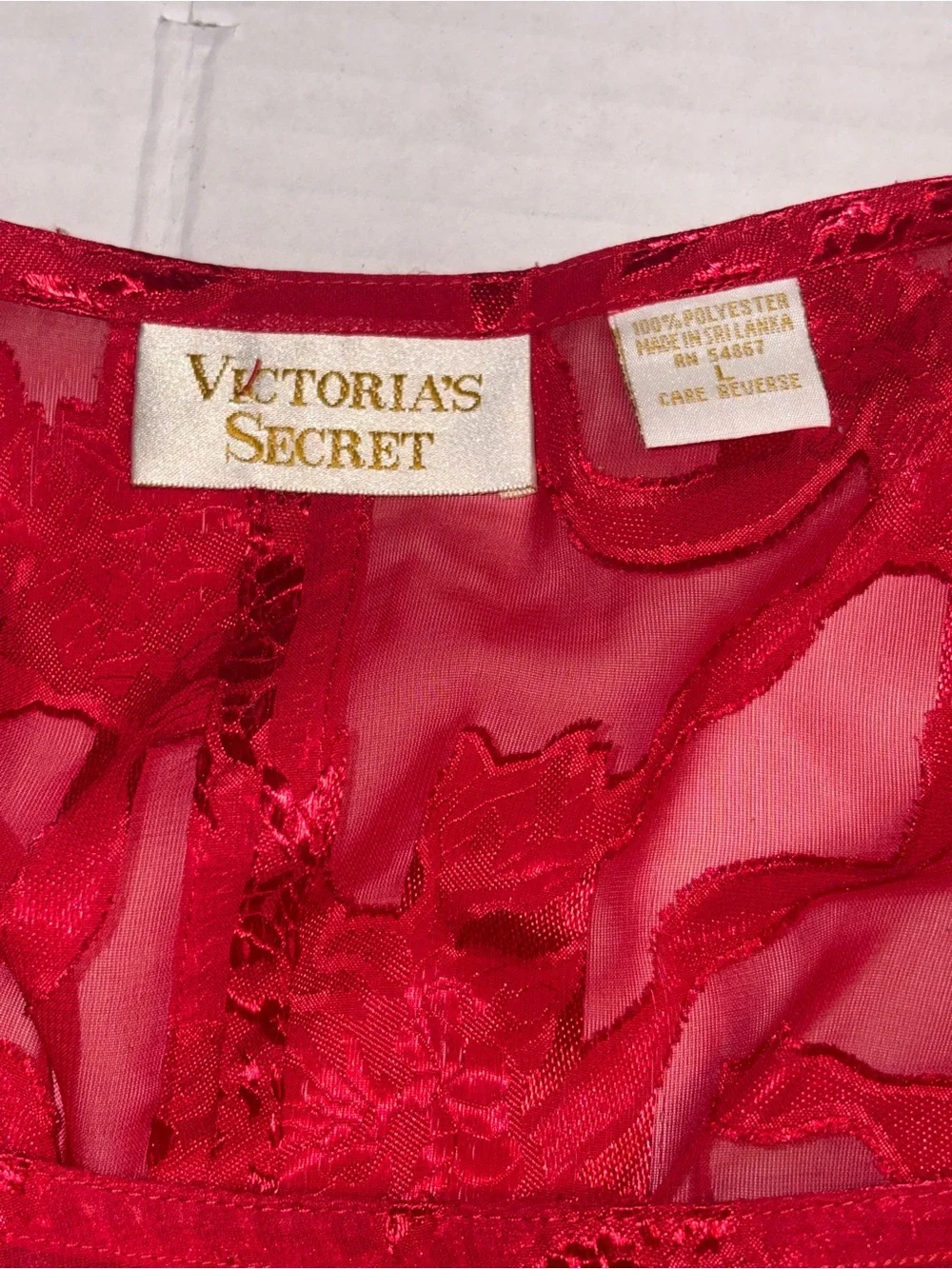 Victoria's Secret Gold Label semi-sheer floral burnout blouse sleep shirt large - Picture 11 of 11